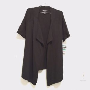 INC Black Knit Open Cardigan Sweater sz L